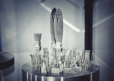 Object printed on metal 3d printer close-up Foto stock
