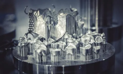 Object printed on metal 3d printer close-up Foto stock