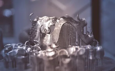 Object printed on metal 3d printer close-up Foto stock