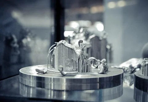 Object printed on metal 3d printer close-up. Stock Photos