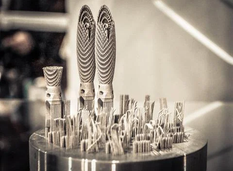 Object printed on metal 3d printer close-up Foto stock