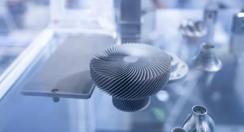 Object printed on metal 3d printer close-up. Stock Photos