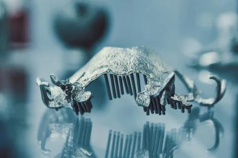 Object printed on metal 3d printer close-up. Stock Photos