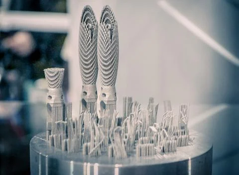 Object printed on metal 3d printer close-up Foto stock