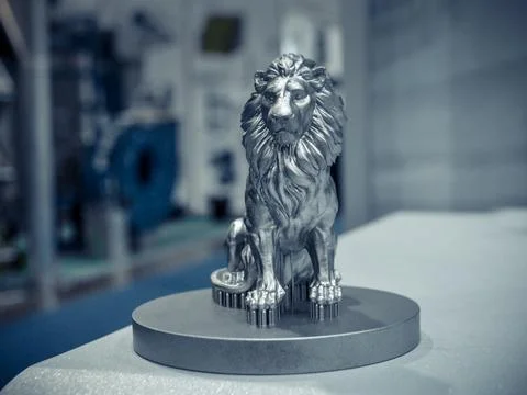 Object printed on metal 3d printer close-up. Foto stock