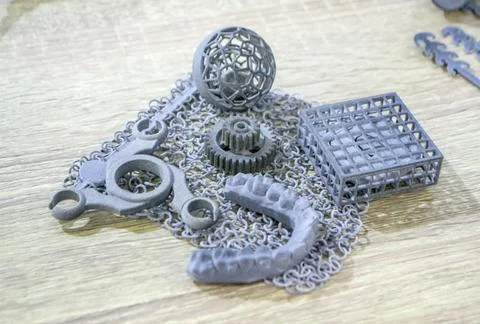 Object printed on a powder 3D printer from polyamide powder Stock Illustration
