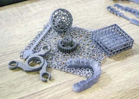 Object printed on a powder 3D printer from polyamide powder Stock Photos