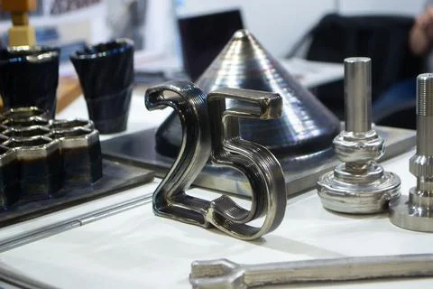 Object printing 3D printer from melting metal thread Model printed on 3D printer Stock Photos