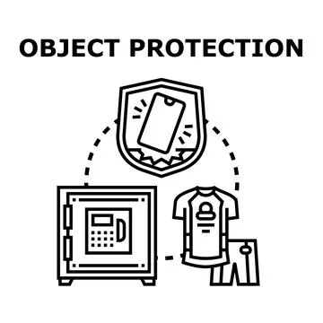 Object protection concept with safe digital device and personal items Stock Illustration