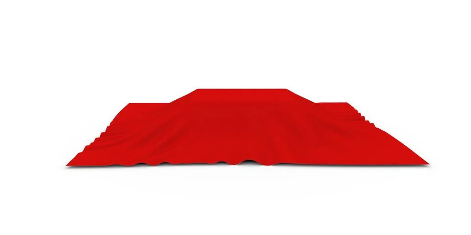 Object of rectangular shape covered with red cloth, on white Stock Photos