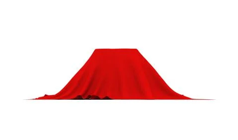 Object of rectangular shape covered with red cloth, on white Stock Photos