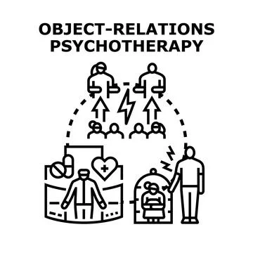 Object relations psychotherapy exploring human relationships concept Stock Illustration