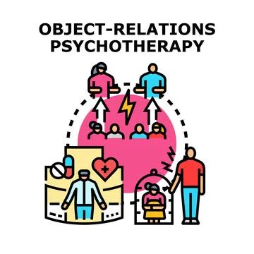 Object relations psychotherapy exploring human relationships concept Stock Illustration