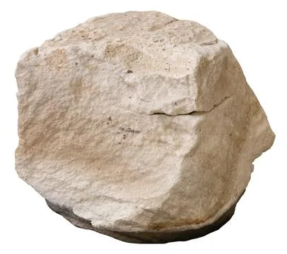 This object is a rock showing a rough texture and irregular shape. It has a n Foto stock