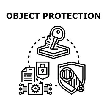 Object security concept with lock and data protection Stock Illustration