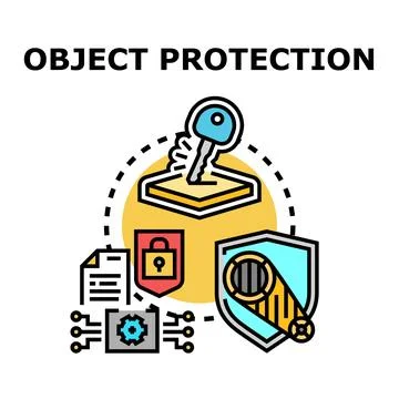 Object security concept with lock and data protection Stock Illustration