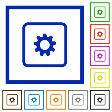 Object settings flat framed icons Illustrazione stock