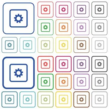 Object settings outlined flat color icons Stock Illustration