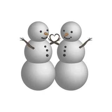 Object snowman couple in 3D Stock Illustration