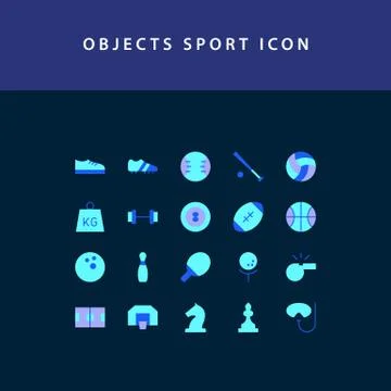Object sport flat style design icon set Stock Illustration
