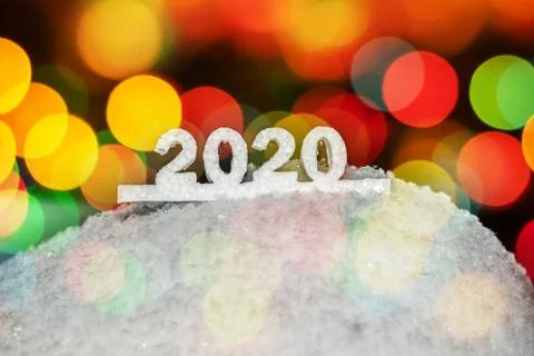 Object text 2020 in the snow Stock Photos