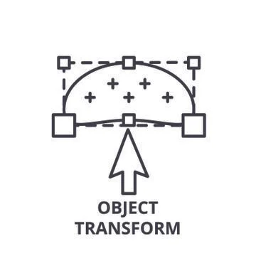 Object transform line icon concept. Object transform vector linear illustration Stock Illustration