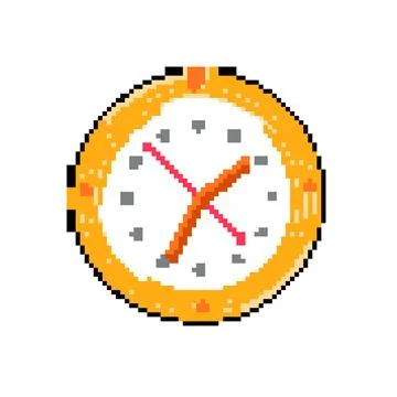 Object wall clock pixel art vector illustration Stock Illustration