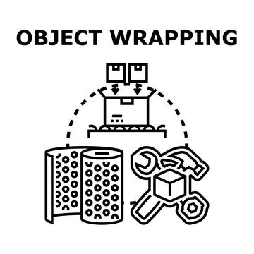 Object wrapping process packaging solution icon concept Stock Illustration