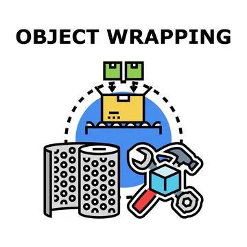 Object wrapping process packaging solution icon concept Stock Illustration