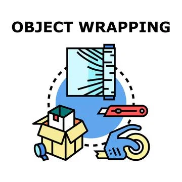 Object wrapping process for shipping and delivery 库存插图