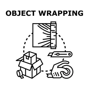 Object wrapping process for shipping and delivery Stock Illustration