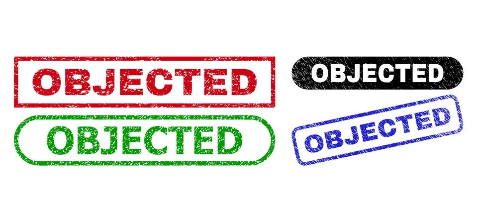 OBJECTED Rectangle Watermarks with Scratched Style Stock Illustration