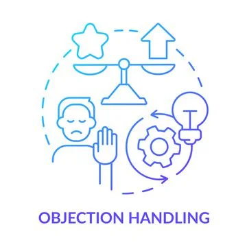 Objection handling blue gradient concept icon Illustration