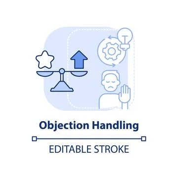 Objection handling light blue concept icon Illustration