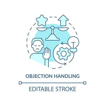 Objection handling turquoise concept icon Illustration