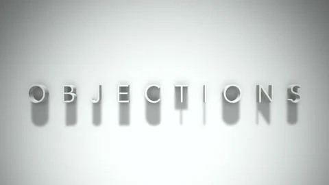 Objections 3D title animation with shadows on a white background Stock Footage 297456524