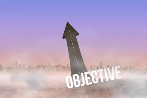 Objective against road turning into arrow Stock Illustration