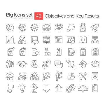 Objective and key results line icons set Stock-Illustration