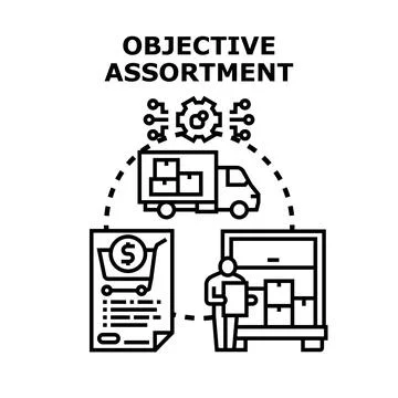 Objective assortment managing logistics and inventory process Stock Illustration