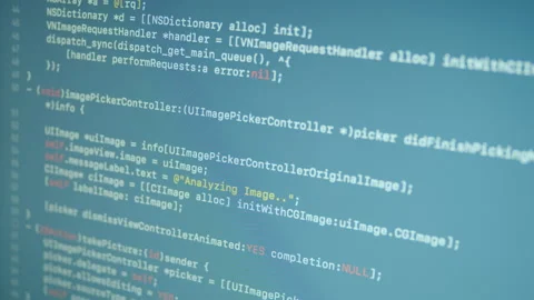Objective-C Machine Learning Scroll and Typing Code Stock Footage 167233469