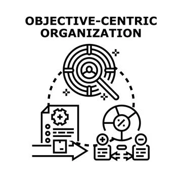 Objective centric organization planning for business development project Stock Illustration