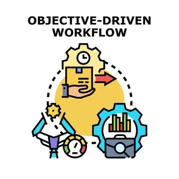 Objective driven production workflow process illustration イラスト素材