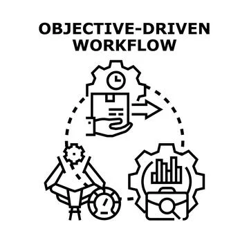 Objective driven production workflow process illustration Stock Illustration