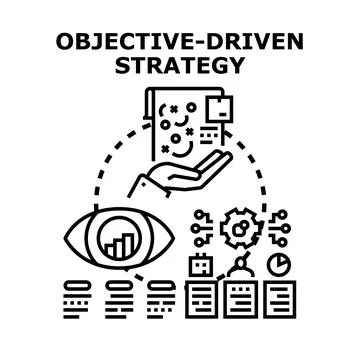 Objective driven strategy vector concept evaluating plan 库存插图