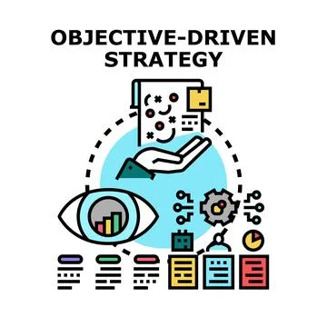 Objective driven strategy vector concept evaluating plan Stock Illustration