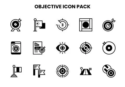 Objective DuoTone Collection Icons Pack Stock Illustration