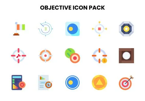 Objective Flat Design Icons Pack Stockillustratie