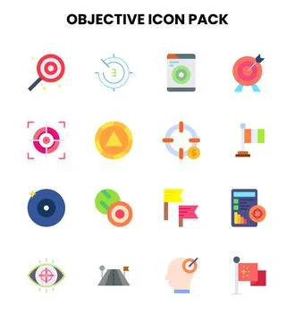 Objective Flat Icons Pack Stock Illustration