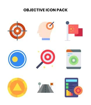 Objective Flat Icons Pack Stock Illustration