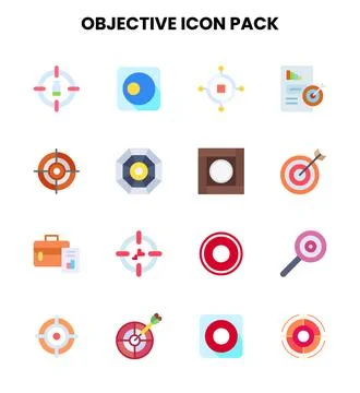 Objective Flat Scalable Icons Pack Stockillustratie